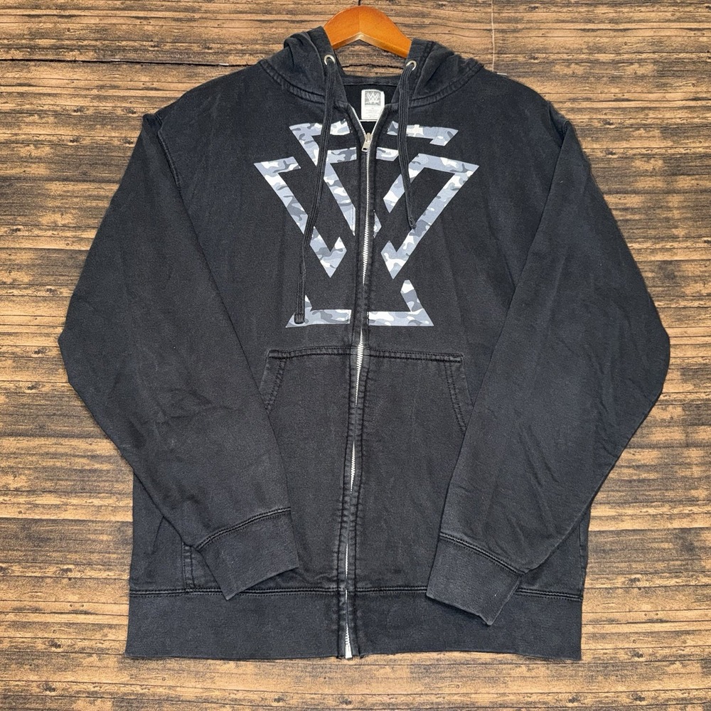 WWE Hoodie Mens M Black Undisputed Era Camo Logo Full Zip Sweatshirt M